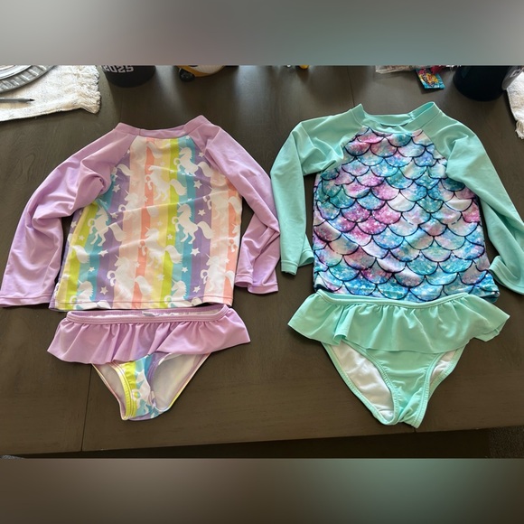 😍Lot of 2 Unicorn and Mermaid Kids Swim Sets - Picture 1 of 6